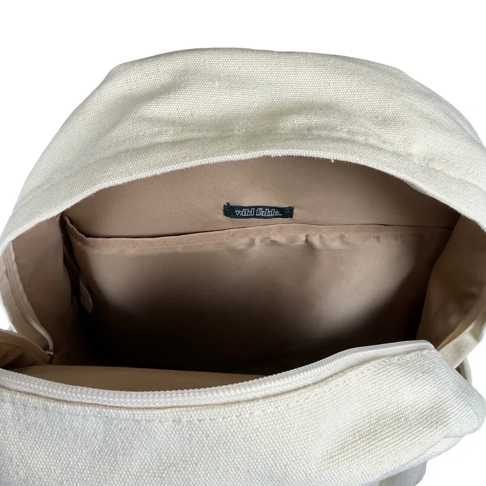 Wild Fable Canvas Backpack Cream Navy Blue School Bag NWT‎